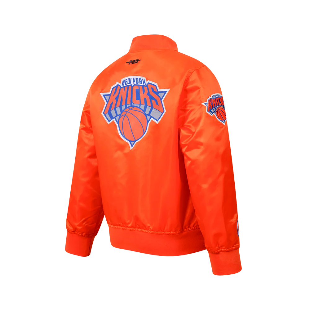NBA NEW YORK KNICKS CLASSIC BIG BOYS SATIN JACKET (ORANGE) - Image 4