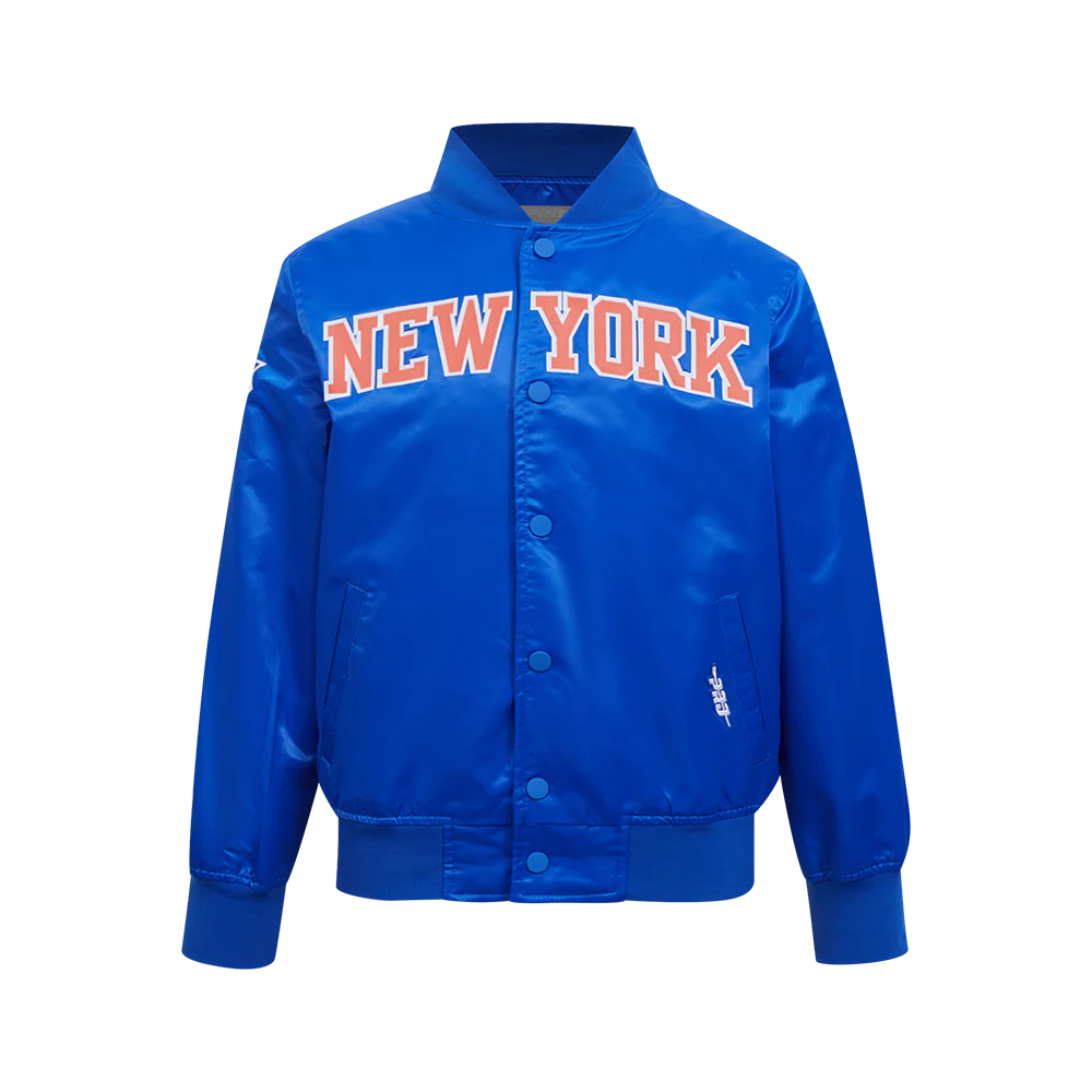 NBA NEW YORK KNICKS CLASSIC BIG BOYS SATIN JACKET (ROYAL BLUE)
