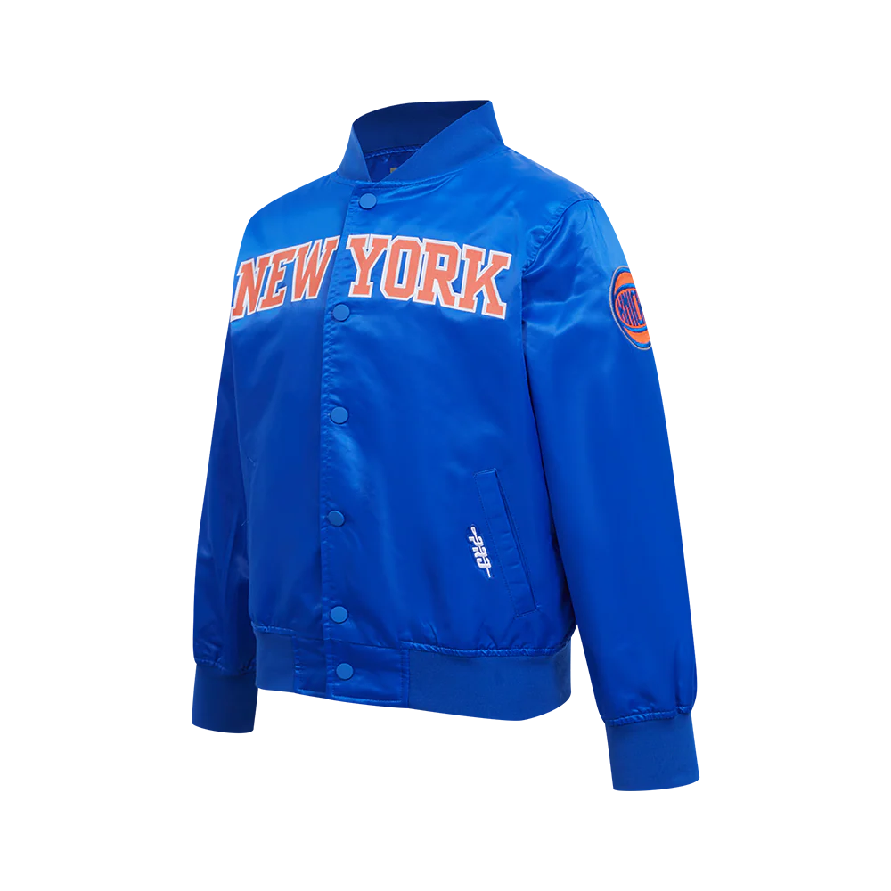 NBA NEW YORK KNICKS CLASSIC BIG BOYS SATIN JACKET (ROYAL BLUE) - Image 2