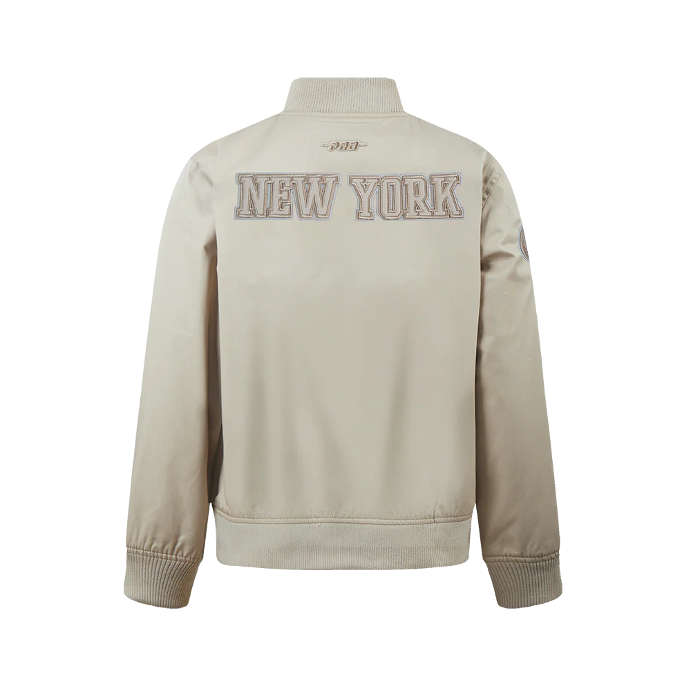 NBA NEW YORK KNICKS NEUTRAL BIG BOYS TWILL JACKET (TAUPE) - Image 3