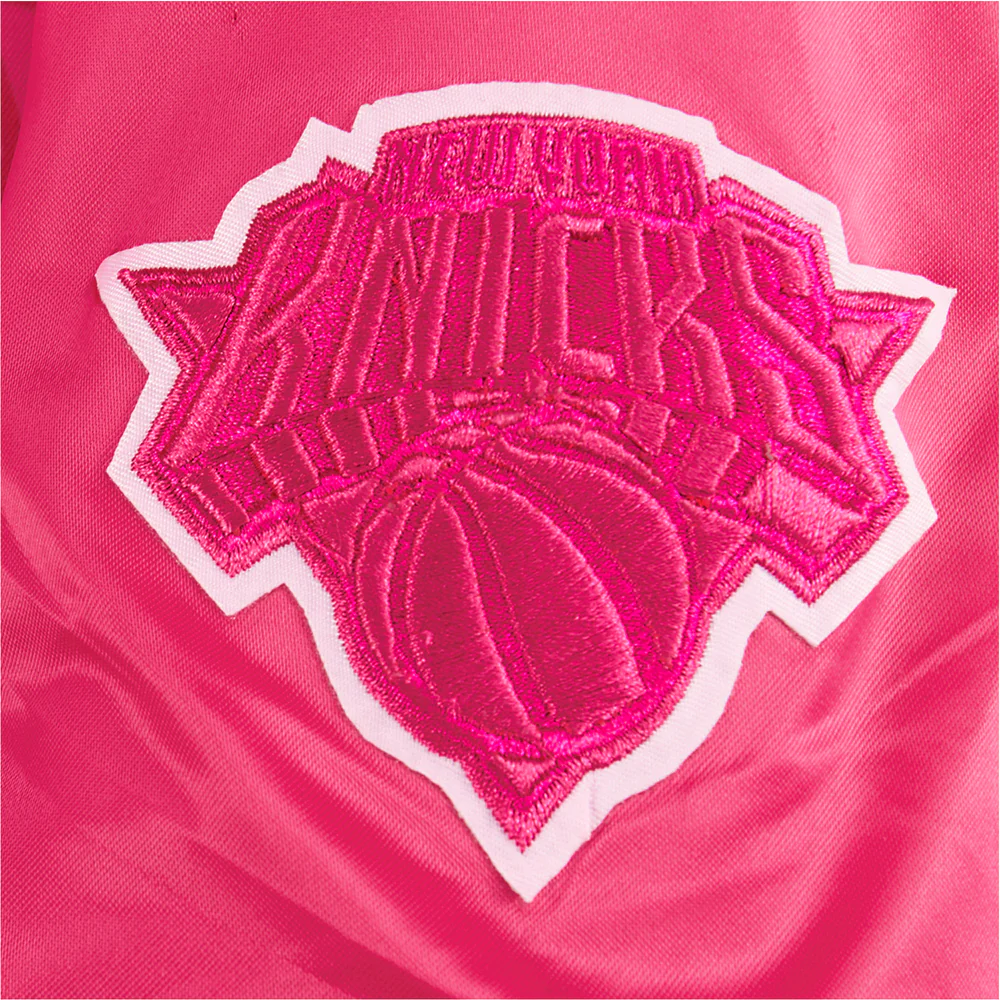 NBA NEW YORK KNICKS TRIPLE PINK BIG GIRLS SATIN JACKET (BEETROOT PURPLE) - Image 6