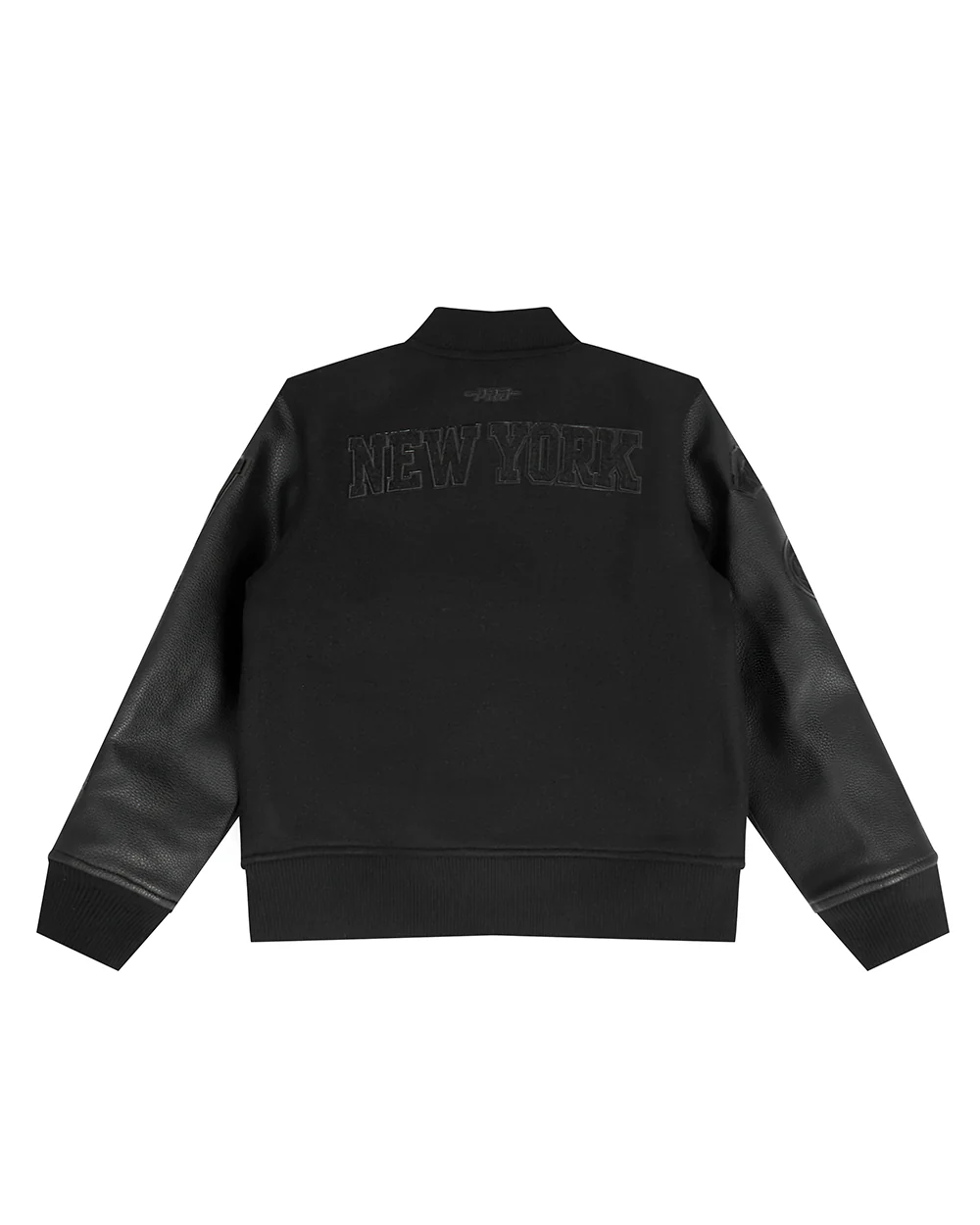NBA NEW YORK KNICKS TRIPLE BLACK BIG BOYS WOOL VARSITY JACKET (JET BLACK) - Image 2