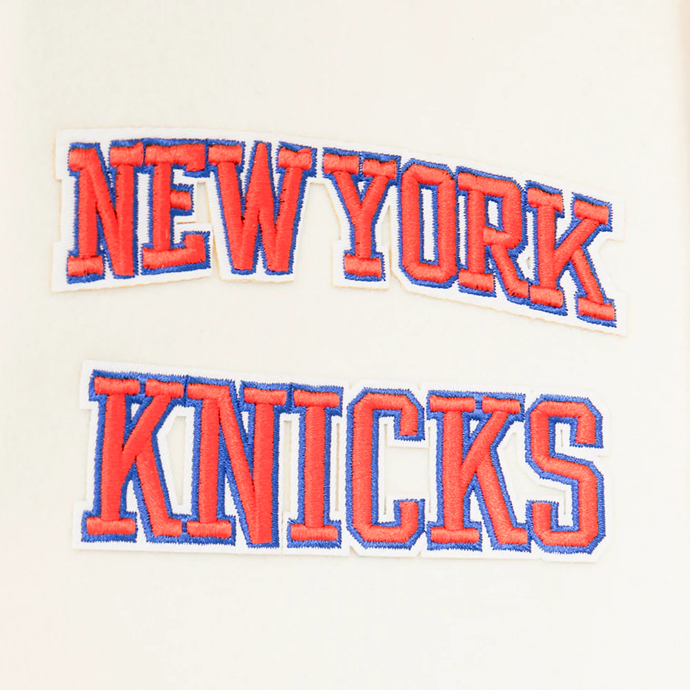 NBA NEW YORK KNICKS RETRO CLASSIC BIG BOYS RIB WOOL VARSITY JACKET (EGGSHELL/ROYAL BLUE) - Image 4