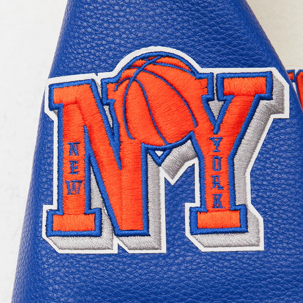 NBA NEW YORK KNICKS RETRO CLASSIC BIG BOYS RIB WOOL VARSITY JACKET (EGGSHELL/ROYAL BLUE) - Image 6
