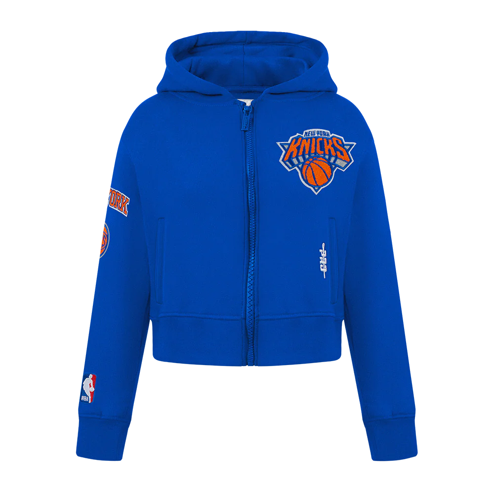 NBA NEW YORK KNICKS CLASSIC BIG GIRLS FLEECE FULL ZIP HOODIE (ROYAL BLUE)
