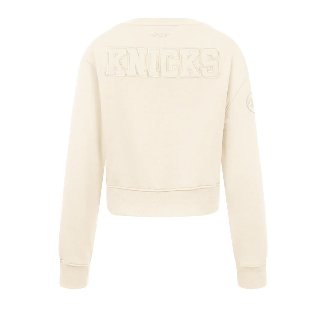 NBA NEW YORK KNICKS NEUTRAL BIG GIRLS FLEECE CREWNECK (EGGSHELL) - Image 3