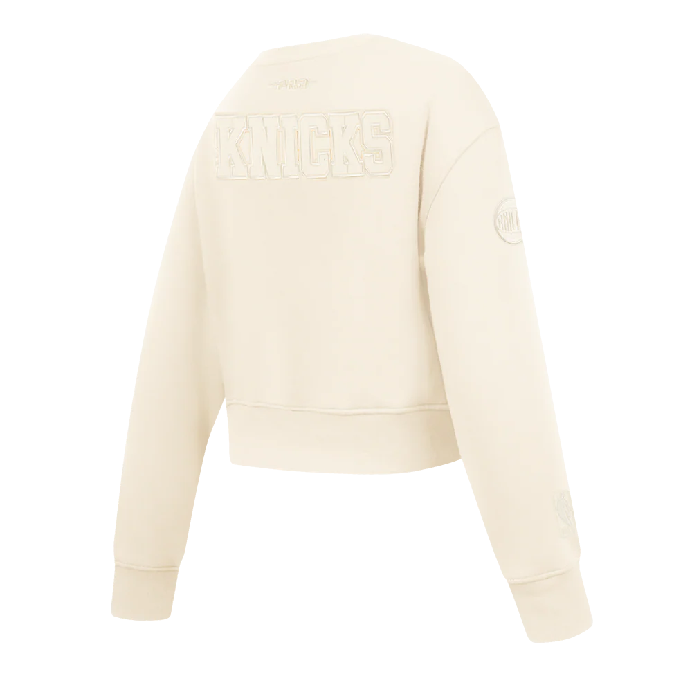NBA NEW YORK KNICKS NEUTRAL BIG GIRLS FLEECE CREWNECK (EGGSHELL) - Image 4