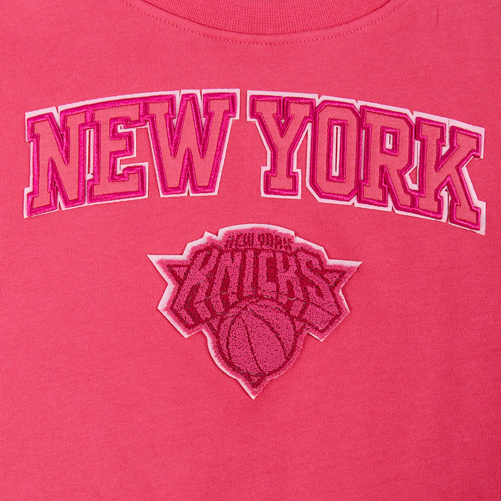 NBA NEW YORK KNICKS TRIPLE PINK BIG GIRLS FLEECE CREWNECK (BEETROOT PURPLE) - Image 5