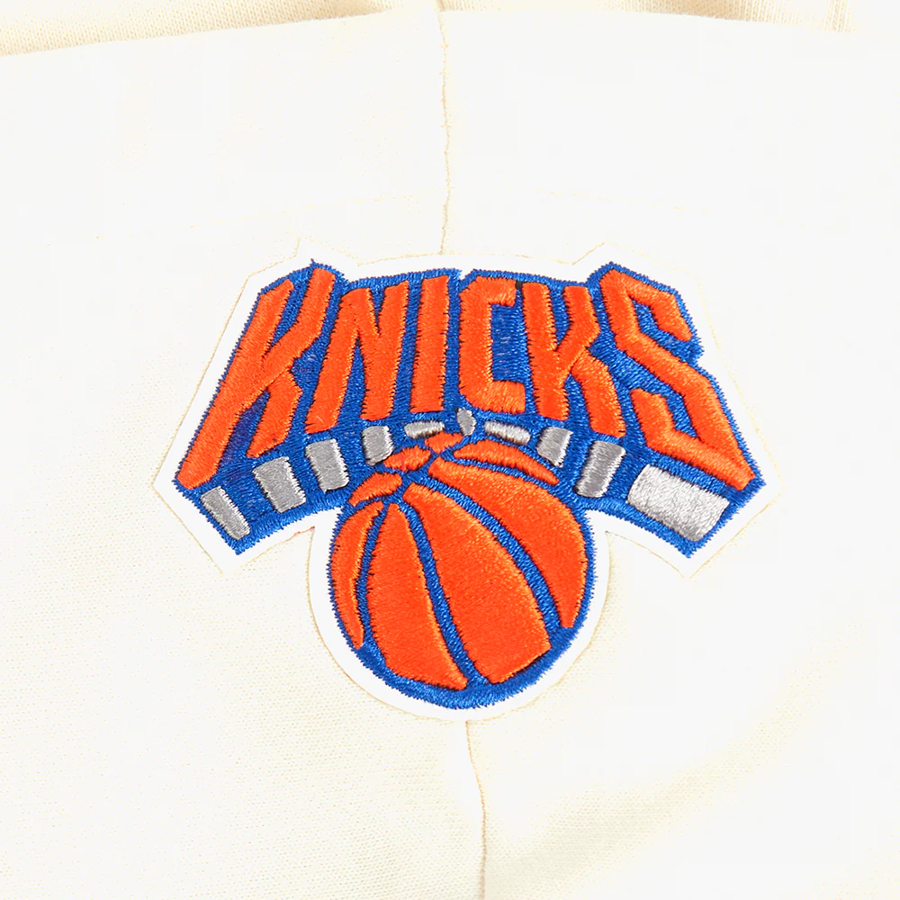 NBA NEW YORK KNICKS RETRO CLASSIC WOMEN'S RIB CROPPED PULLOVER HOODIE (EGGSHELL/ROYAL BLUE) - Image 7