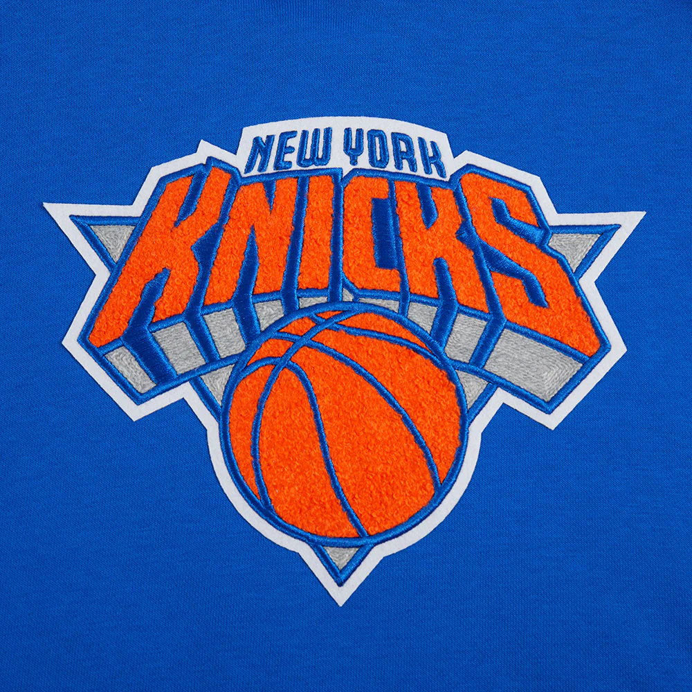 NBA NEW YORK KNICKS RETRO CLASSIC WOMEN'S RIB CROPPED PULLOVER HOODIE (ROYAL/ORANGE/ROYAL) - Image 5