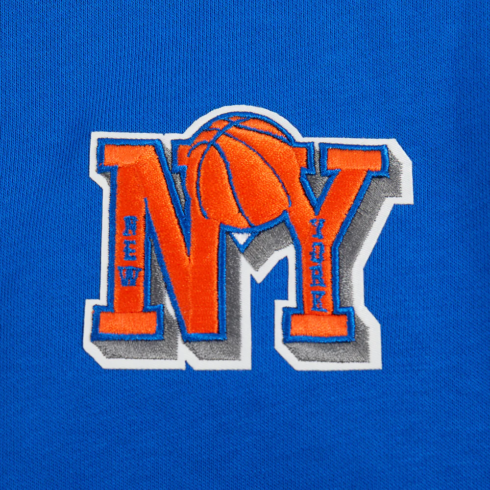 NBA NEW YORK KNICKS RETRO CLASSIC WOMEN'S RIB CROPPED PULLOVER HOODIE (ROYAL/ORANGE/ROYAL) - Image 7