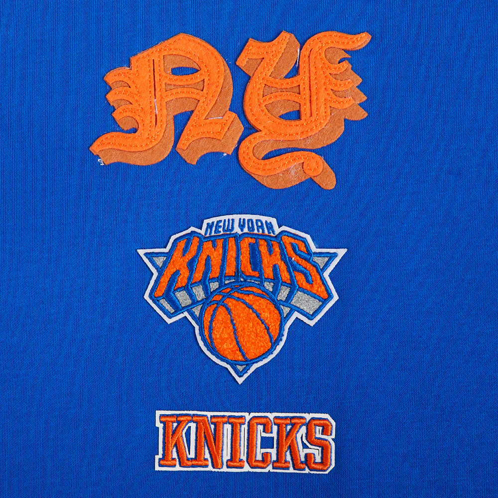NBA NEW YORK KNICKS OLD ENGLISH WOMEN'S FLC CREWNECK (ROYAL BLUE) - Image 14