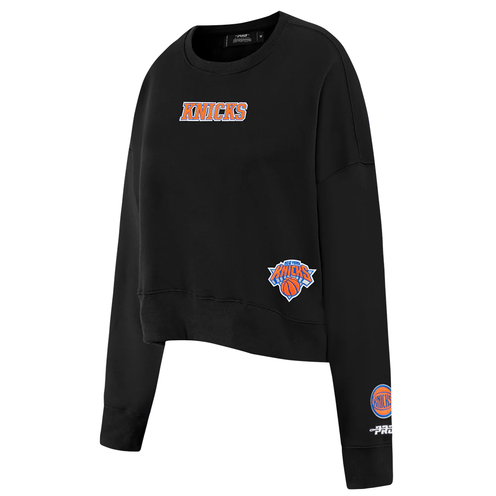 NEW YORK KNICKS WINGSPAN WOMEN'S FLC CREWNECK (BLACK) - Image 3