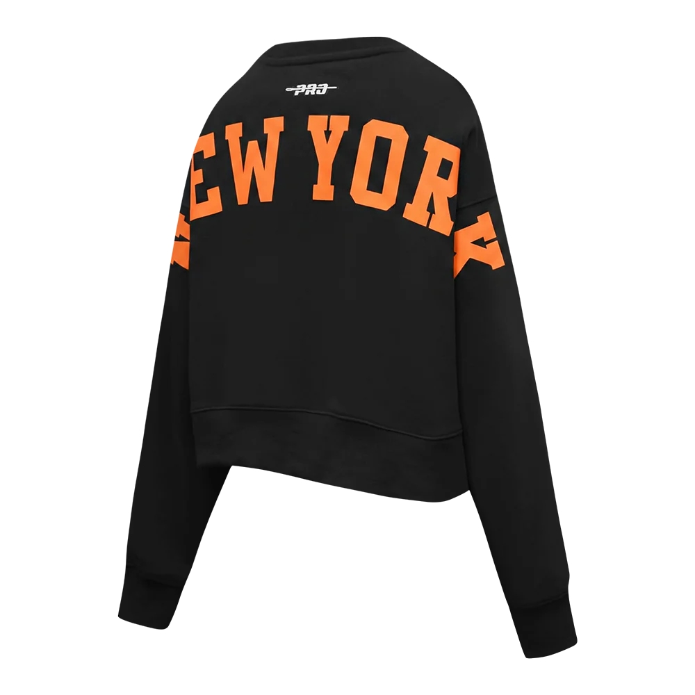 NEW YORK KNICKS WINGSPAN WOMEN'S FLC CREWNECK (BLACK) - Image 4