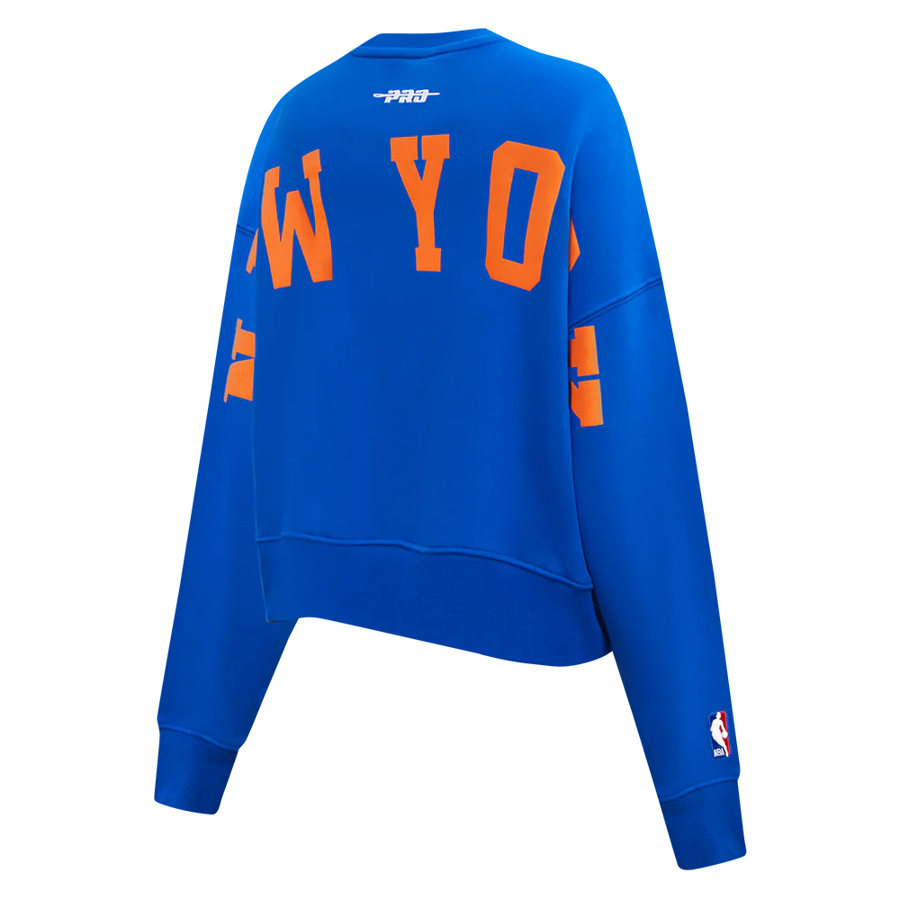 NBA NEW YORK KNICKS WINGSPAN WOMEN'S FLEECE CREWNECK (ROYAL BLUE) - Image 6