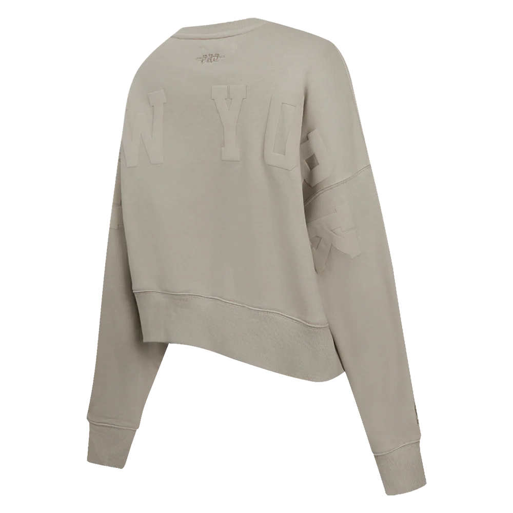 NBA NEW YORK KNICKS WINGSPAN WOMEN'S FLEECE CREWNECK (TAUPE) - Image 6