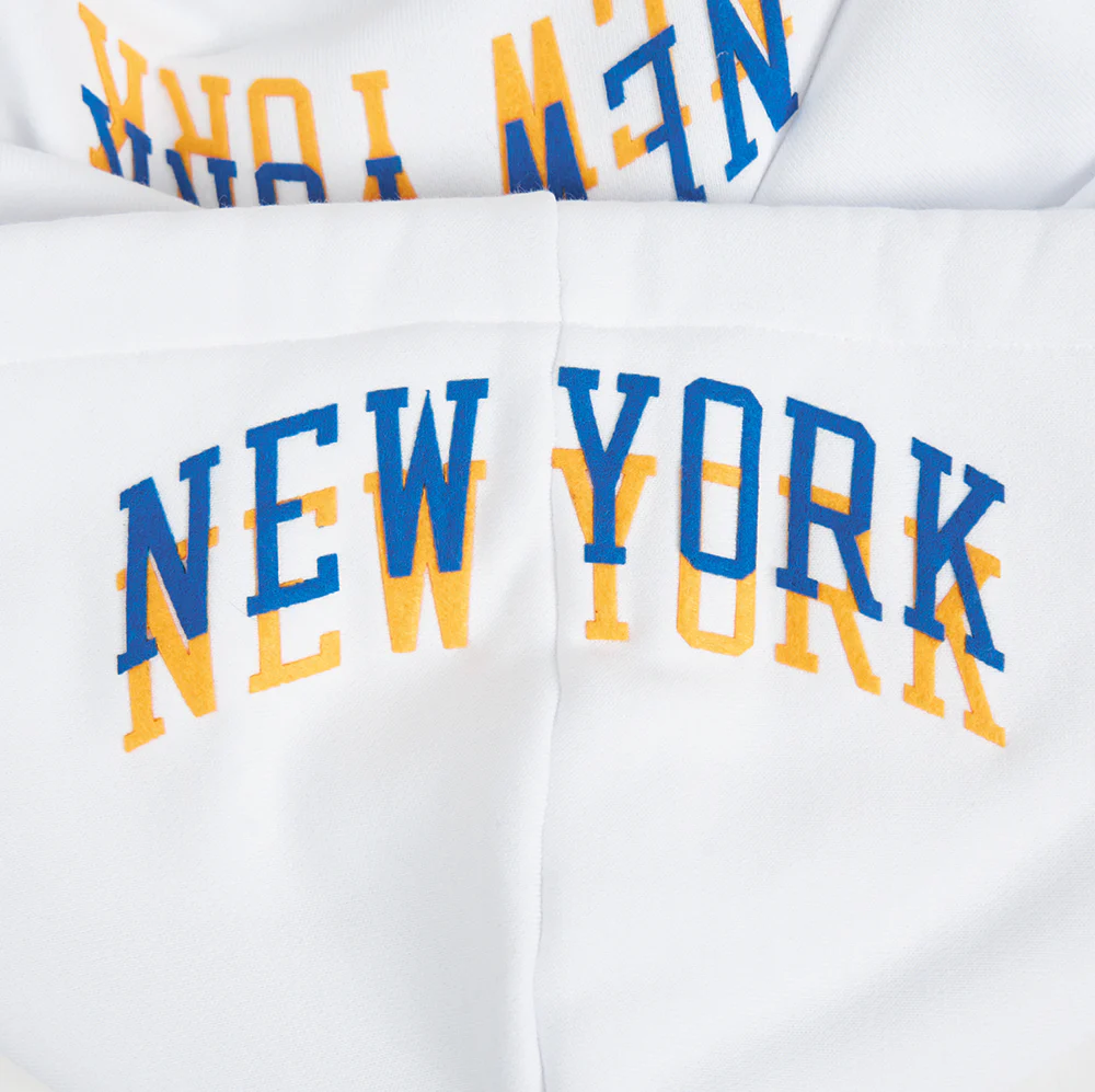 NBA NEW YORK KNICKS CITY EDITION 24-25 WOMEN'S FLEECE CROPPED PULLOVER HOODIE (WHITE) - Image 8