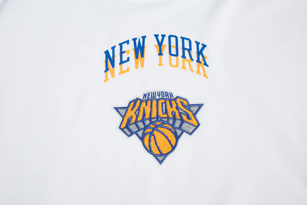 NBA NEW YORK KNICKS CITY EDITION 24-25 WOMEN'S FLEECE CROPPED PULLOVER HOODIE (WHITE) - Image 9