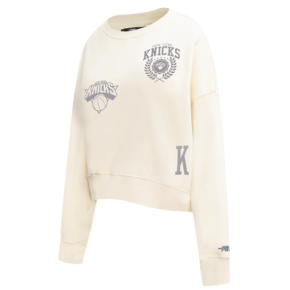 NBA NEW YORK KNICKS STREET TEAM WOMEN'S FLC CREWNECK (EGGSHELL) - Image 3