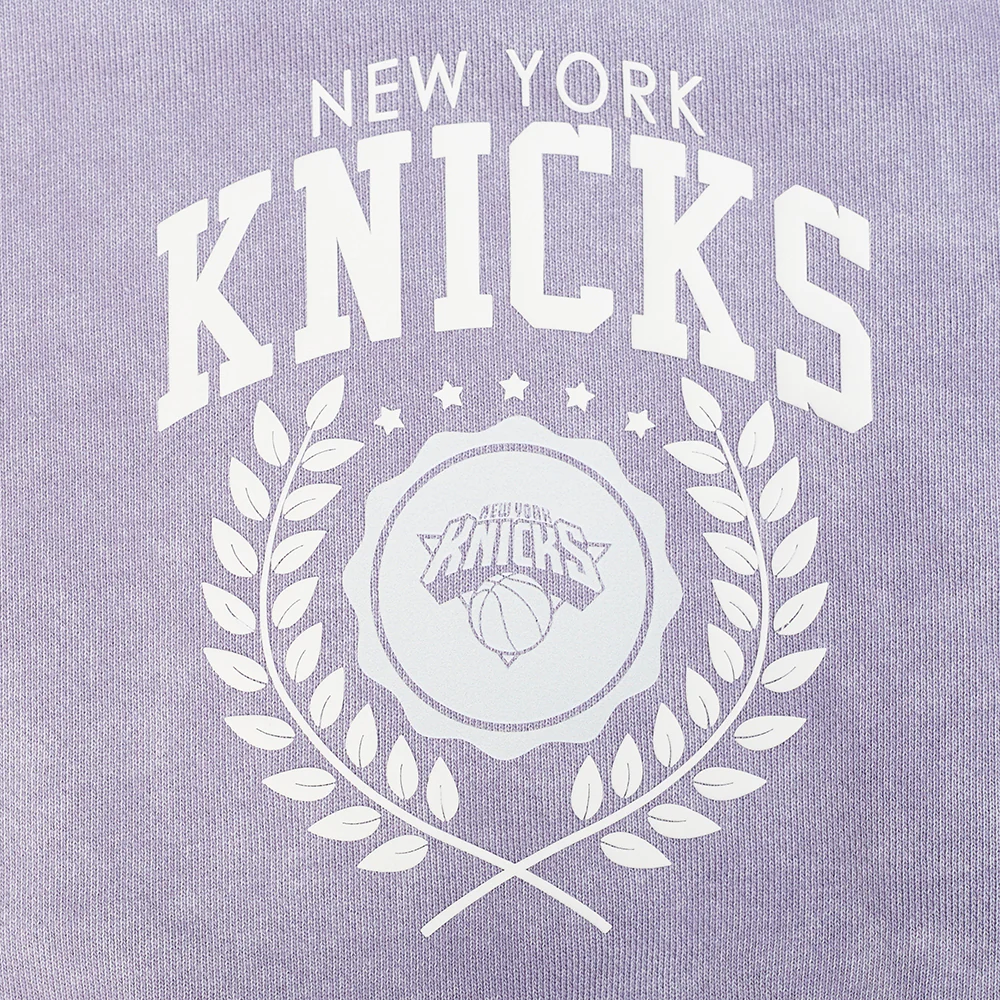 NBA NEW YORK KNICKS STREET TEAM WOMEN'S ENZYME WASH FT CROPPED PO HOODIE (WASHED LILAC GRAY) - Image 5