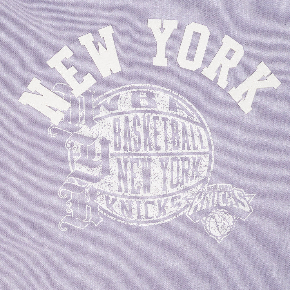 NBA NEW YORK KNICKS STREET TEAM WOMEN'S ENZYME WASH FT CROPPED PO HOODIE (WASHED LILAC GRAY) - Image 8