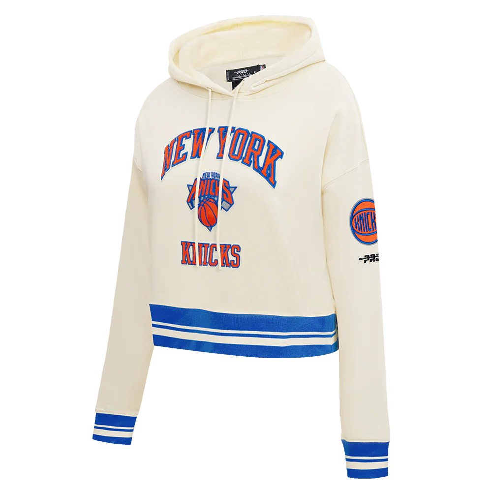 NBA NEW YORK KNICKS CITY EDITION 25-26 WOMEN'S RIB FLC CROPPED PO HOODIE (EGGSHELL/ROYAL BLUE)