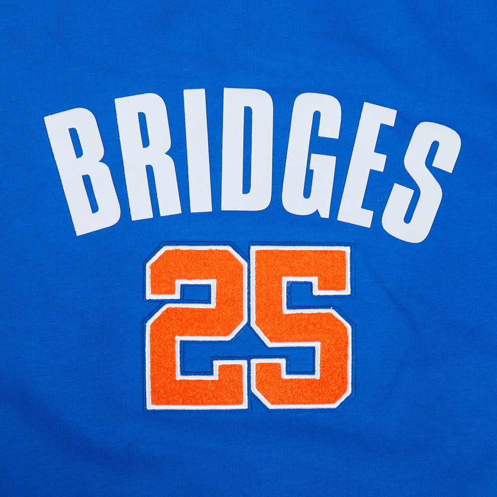 NBA NEW YORK KNICKS MIKAL BRIDGES #25 CLASSIC PLAYER NAME AND NUMBER WOMEN'S FLC CREWNECK - Image 7
