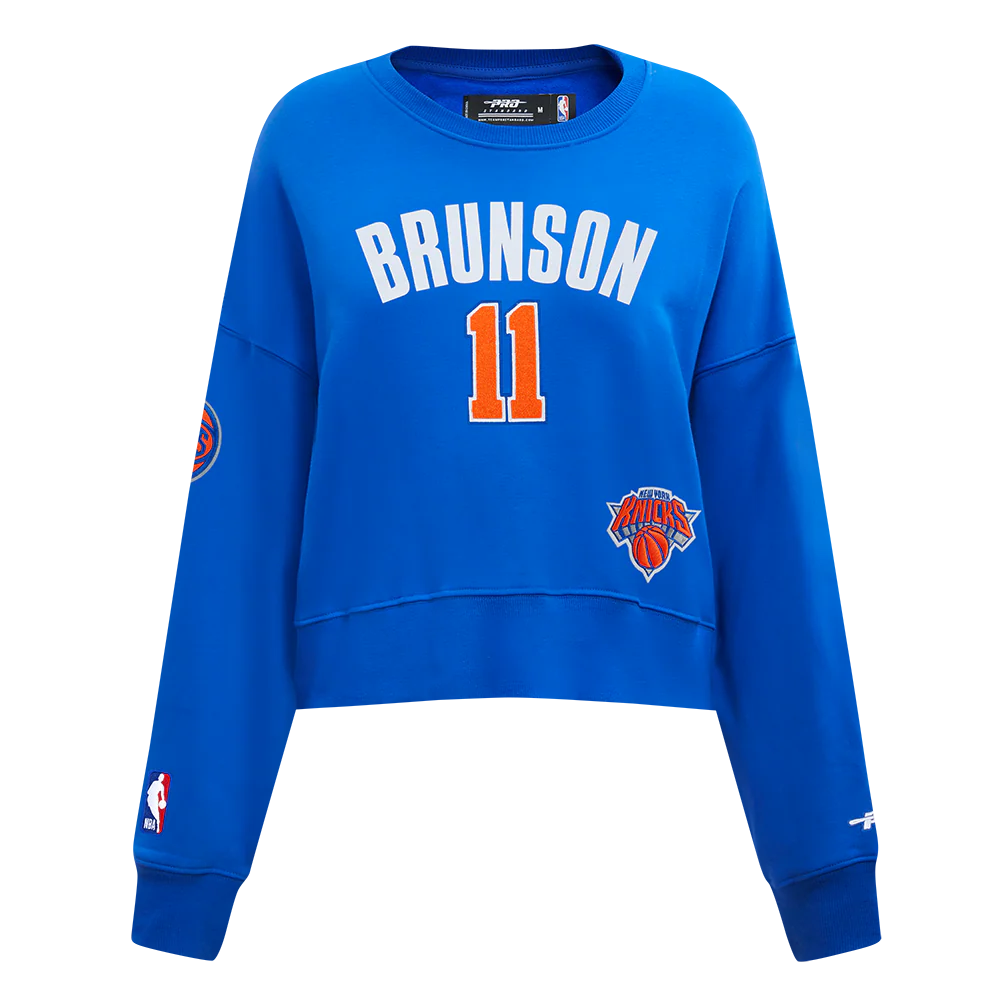 NBA NEW YORK KNICKS JALEN BRUNSON #11 CLASSIC PLAYER NAME AND NUMBER WOMEN'S FLC CREWNECK - Image 3
