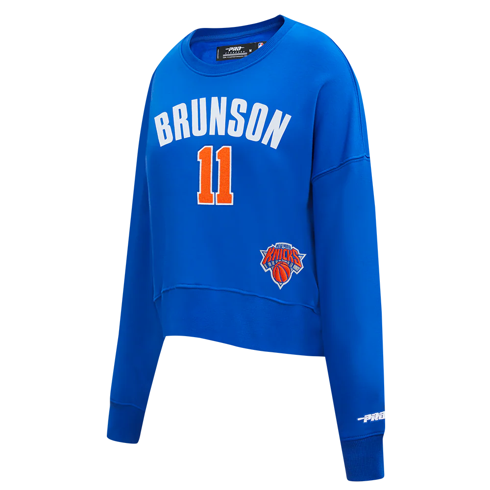 NBA NEW YORK KNICKS JALEN BRUNSON #11 CLASSIC PLAYER NAME AND NUMBER WOMEN'S FLC CREWNECK - Image 4