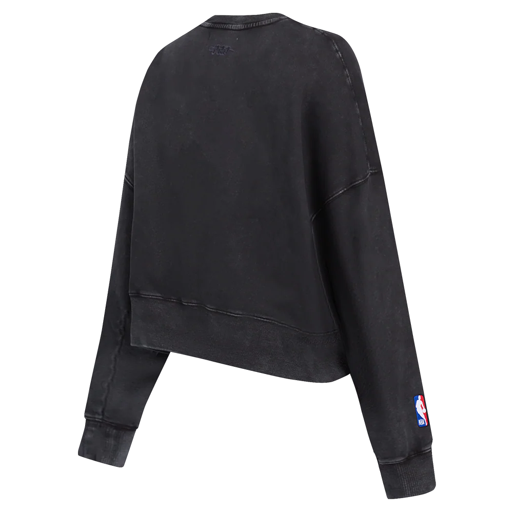 NBA NEW YORK KNICKS WASHED JEWELS WOMEN'S CREWNECK SWEATSHIRT (WASHED BLACK) - Image 5