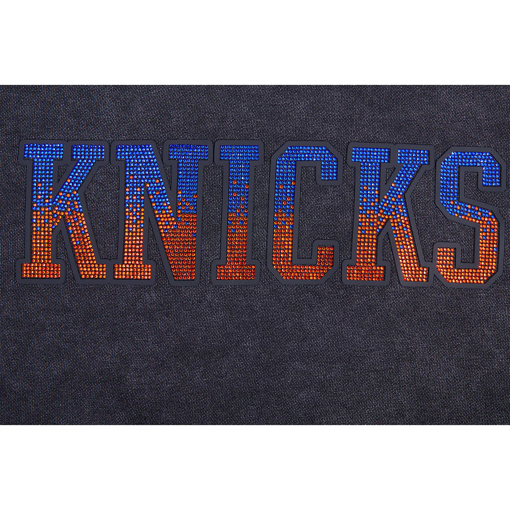 NBA NEW YORK KNICKS WASHED JEWELS WOMEN'S CREWNECK SWEATSHIRT (WASHED BLACK) - Image 6