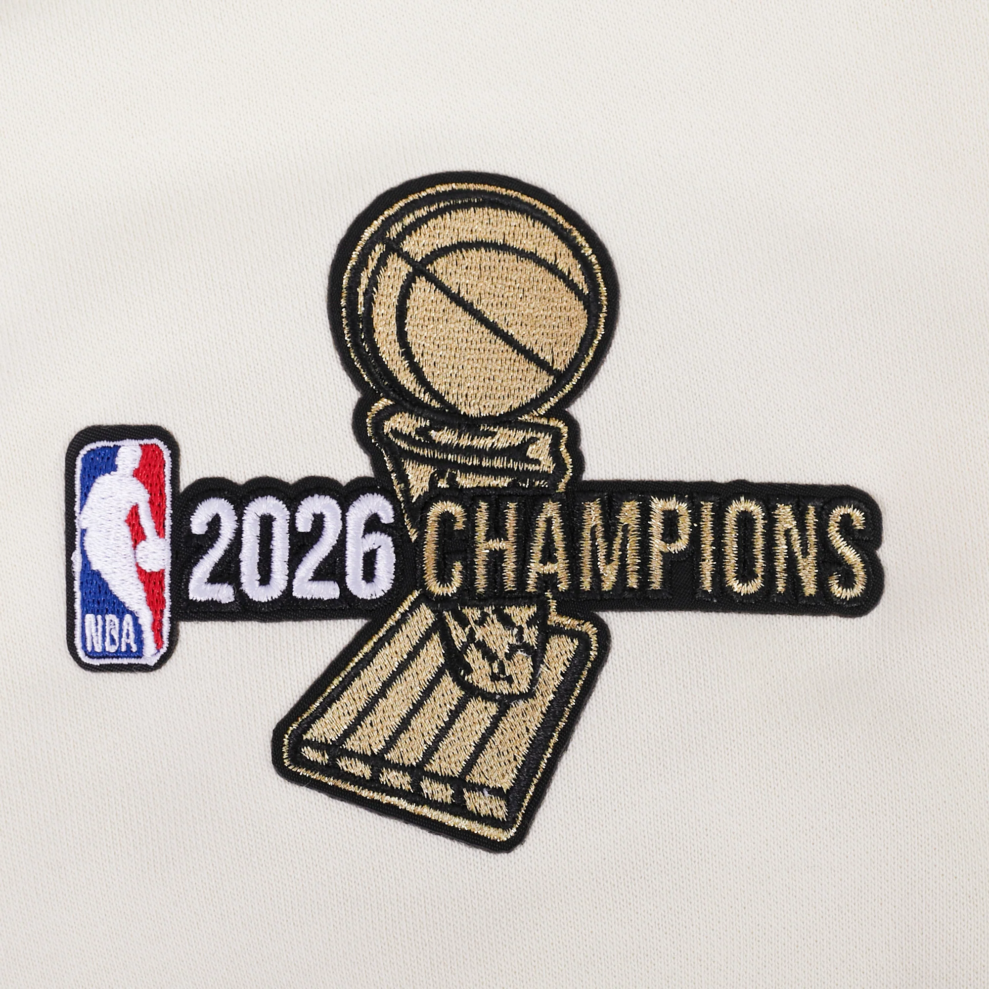 NEW YORK KNICKS 2026 NBA CHAMPIONSHIP WOMEN'S CROPPED PULLOVER HOODIE (EGGSHELL/BLACK) - Image 10