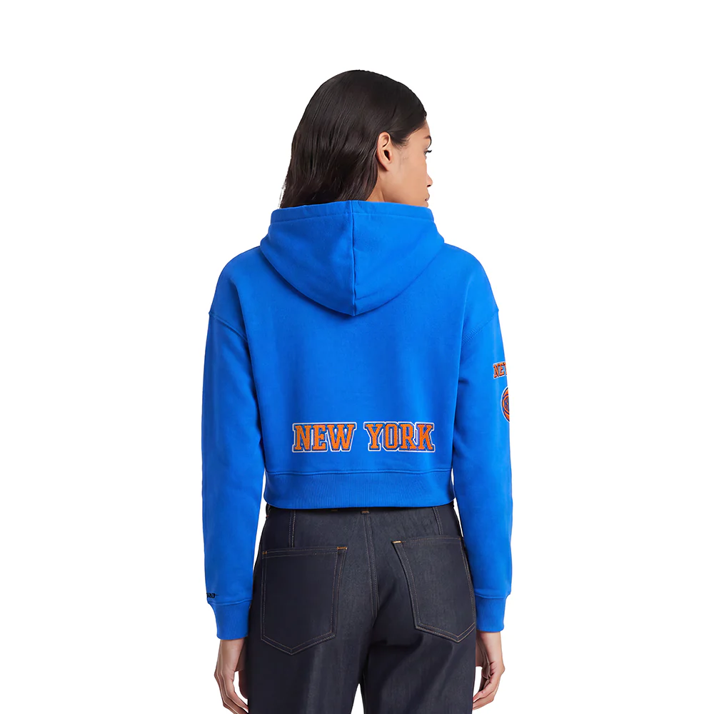 NBA NEW YORK KNICKS CLASSIC WOMEN'S CROPPED PULLOVER HOODIE (ROYAL BLUE) - Image 2