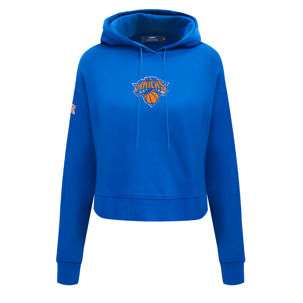 NBA NEW YORK KNICKS CLASSIC WOMEN'S CROPPED PULLOVER HOODIE (ROYAL BLUE) - Image 3