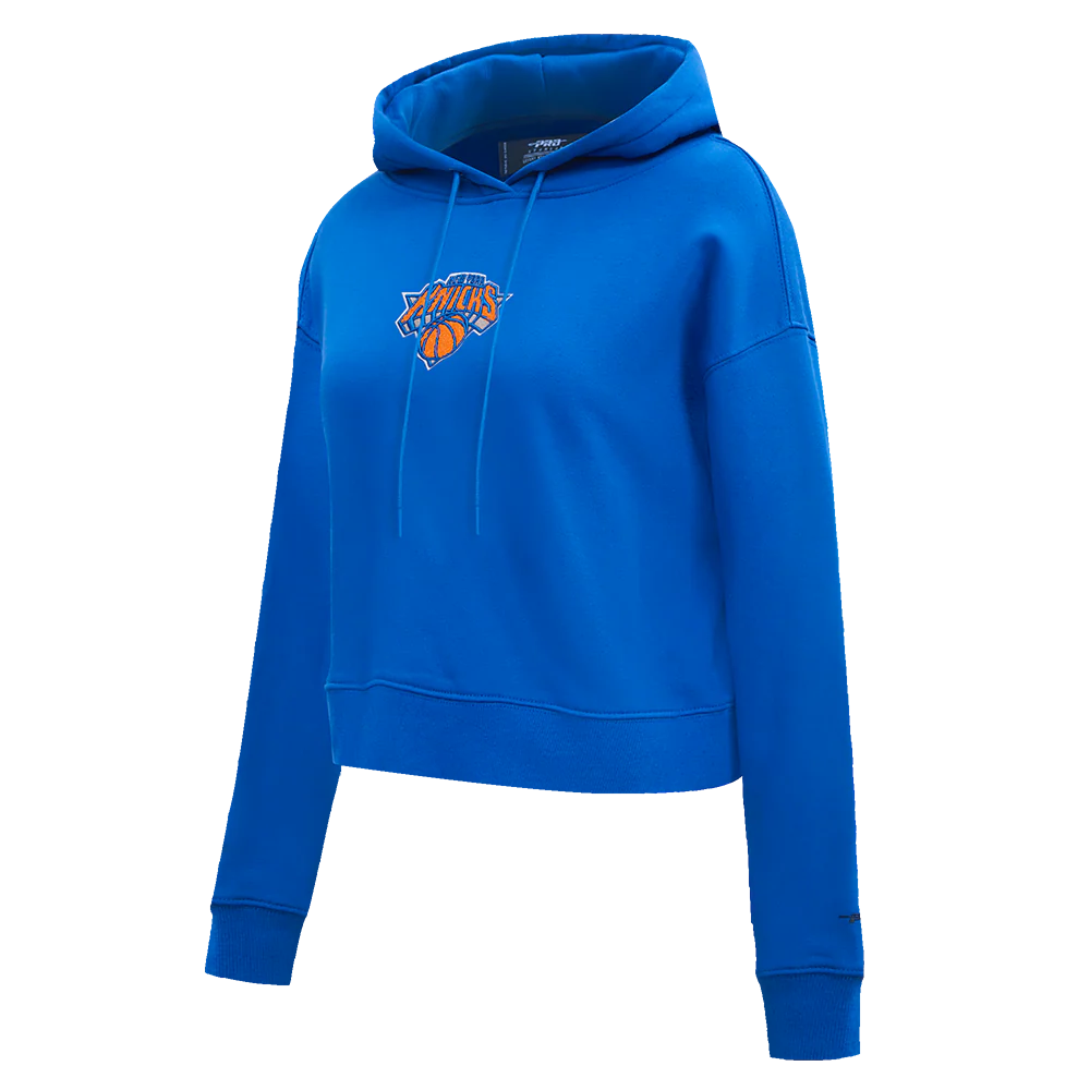 NBA NEW YORK KNICKS CLASSIC WOMEN'S CROPPED PULLOVER HOODIE (ROYAL BLUE) - Image 4
