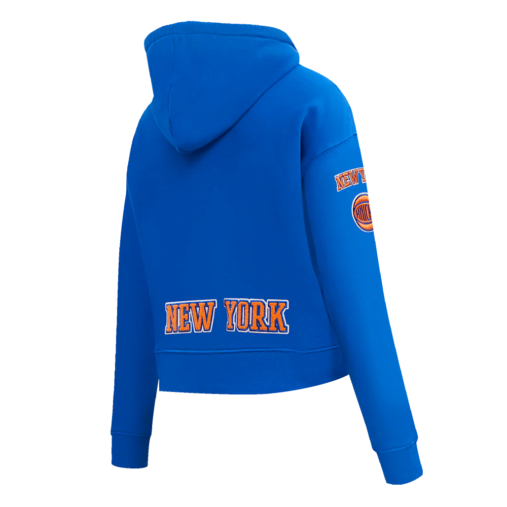 NBA NEW YORK KNICKS CLASSIC WOMEN'S CROPPED PULLOVER HOODIE (ROYAL BLUE) - Image 5