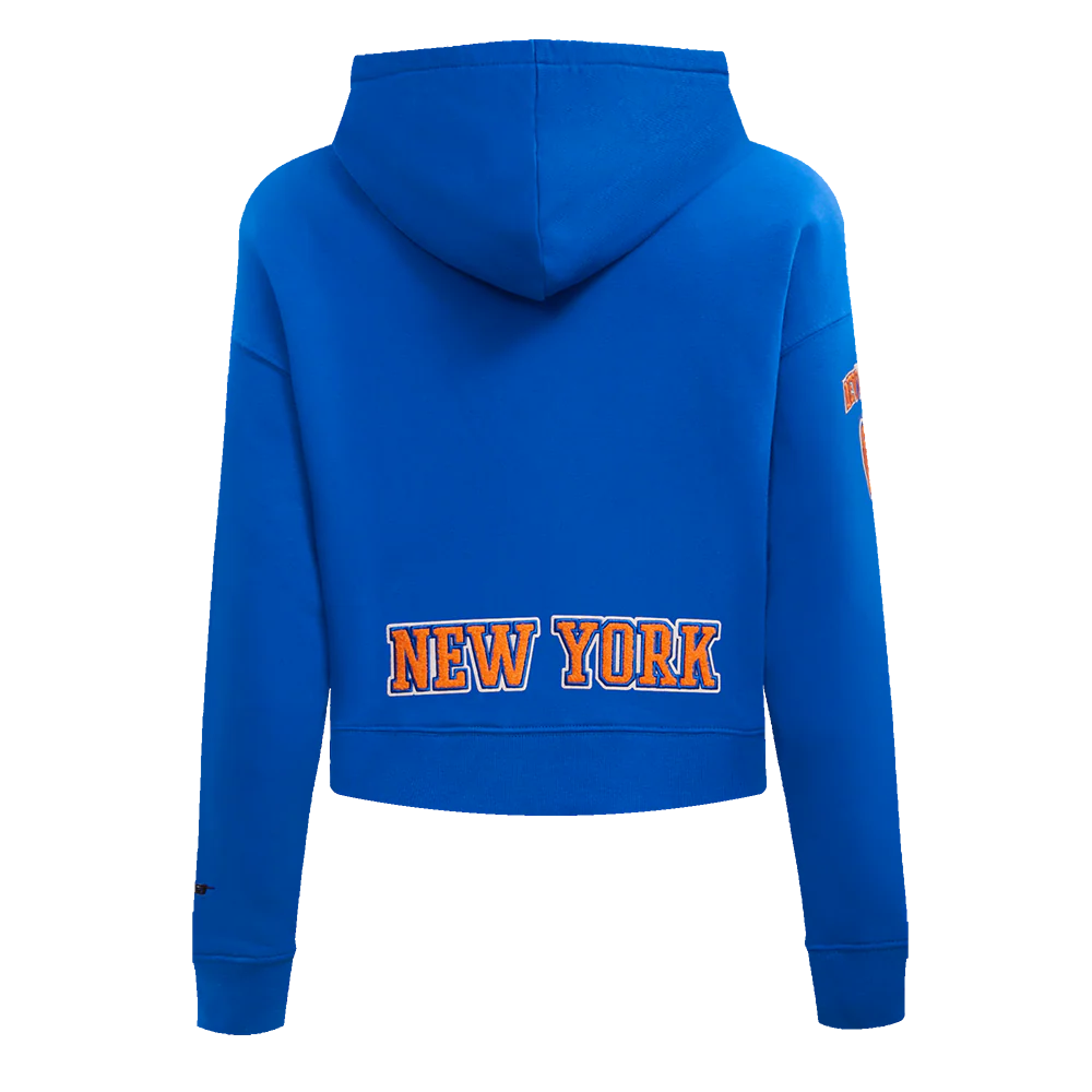 NBA NEW YORK KNICKS CLASSIC WOMEN'S CROPPED PULLOVER HOODIE (ROYAL BLUE) - Image 6