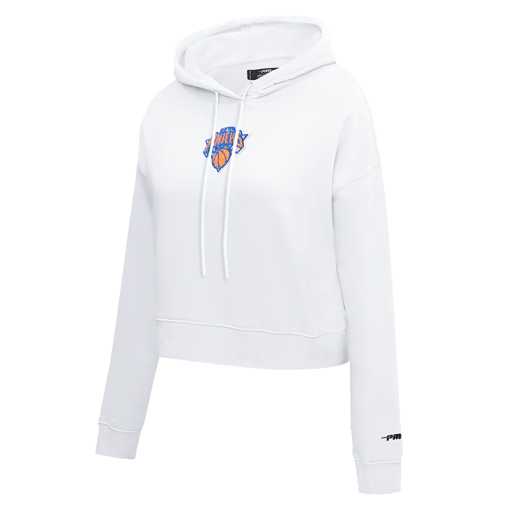 NBA NEW YORK KNICKS CLASSIC WOMEN'S CROPPED PULLOVER HOODIE (WHITE) - Image 2