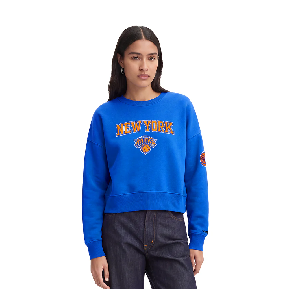NBA NEW YORK KNICKS CLASSIC WOMEN'S CREWNECK (ROYAL BLUE)
