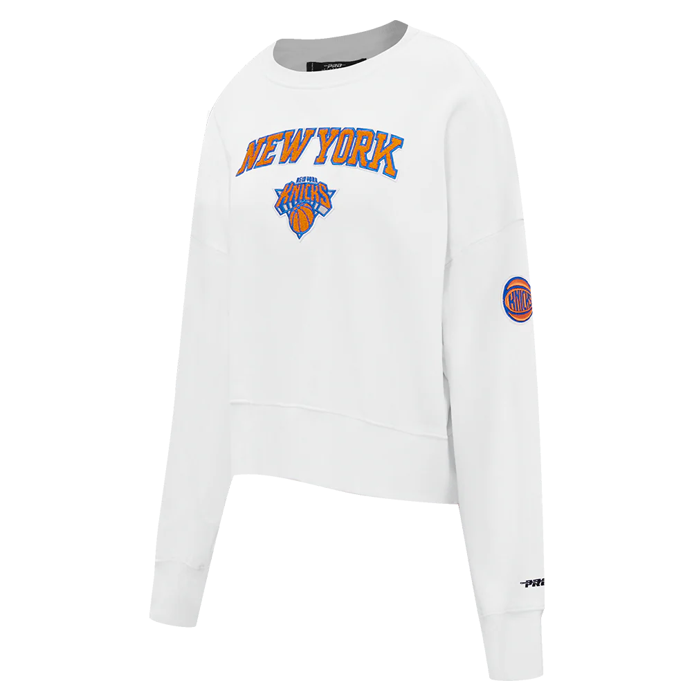 NBA NEW YORK KNICKS CLASSIC WOMEN'S FLEECE CREWNECK (WHITE) - Image 2