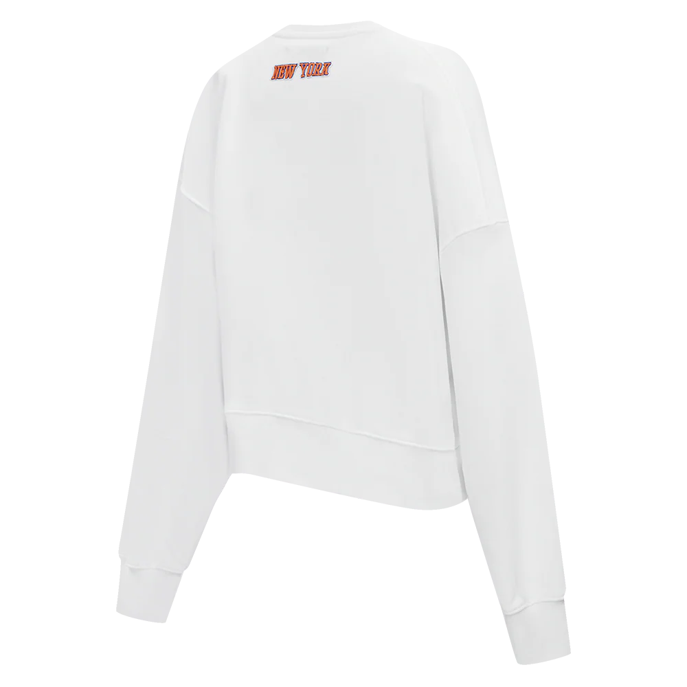 NBA NEW YORK KNICKS CLASSIC WOMEN'S FLEECE CREWNECK (WHITE) - Image 4