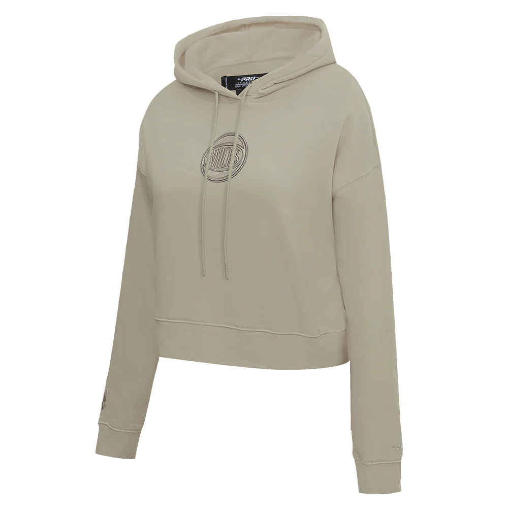 NBA NEW YORK KNICKS NEUTRAL WOMEN'S CROPPED PULLOVER HOODIE (TAUPE) - Image 2
