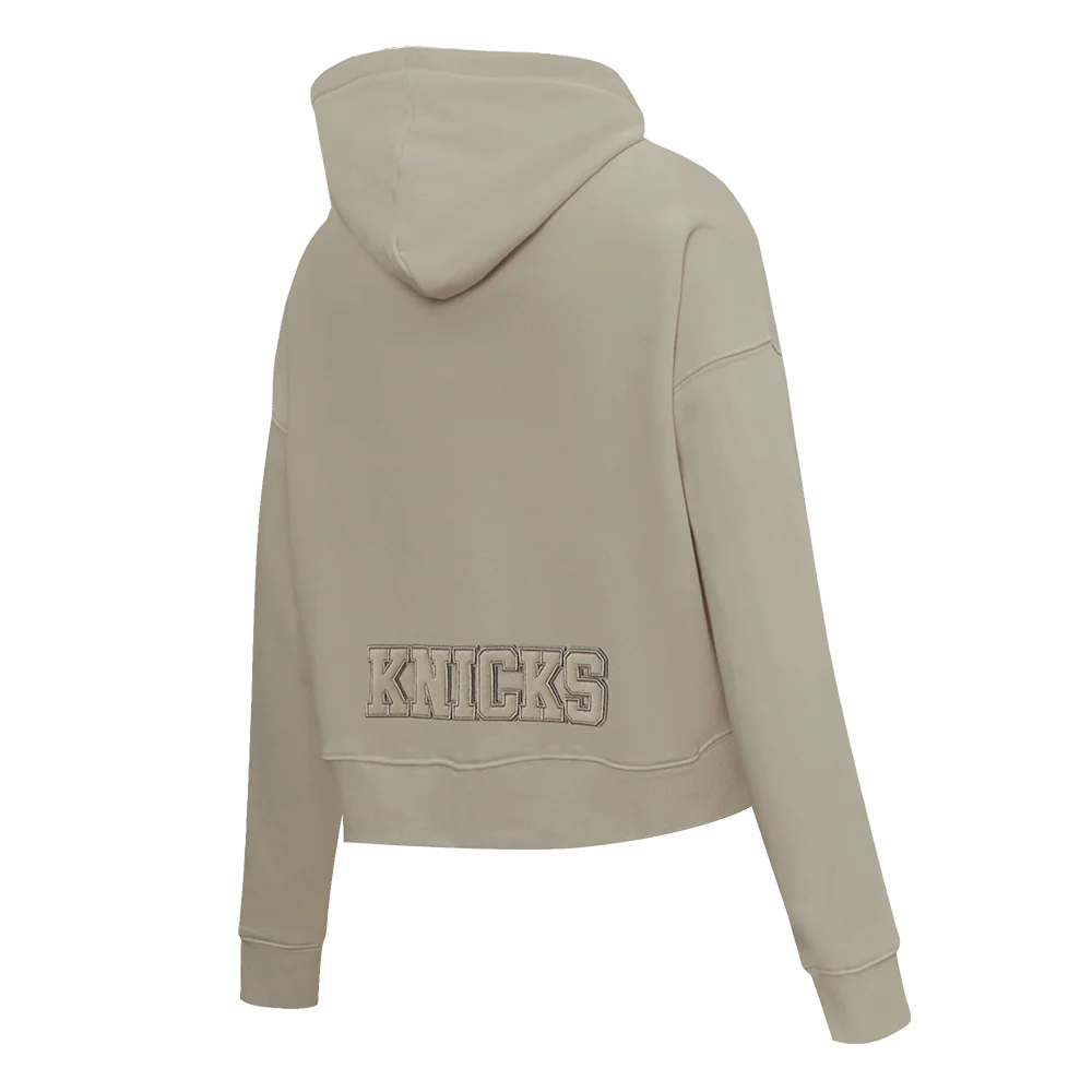 NBA NEW YORK KNICKS NEUTRAL WOMEN'S CROPPED PULLOVER HOODIE (TAUPE) - Image 4