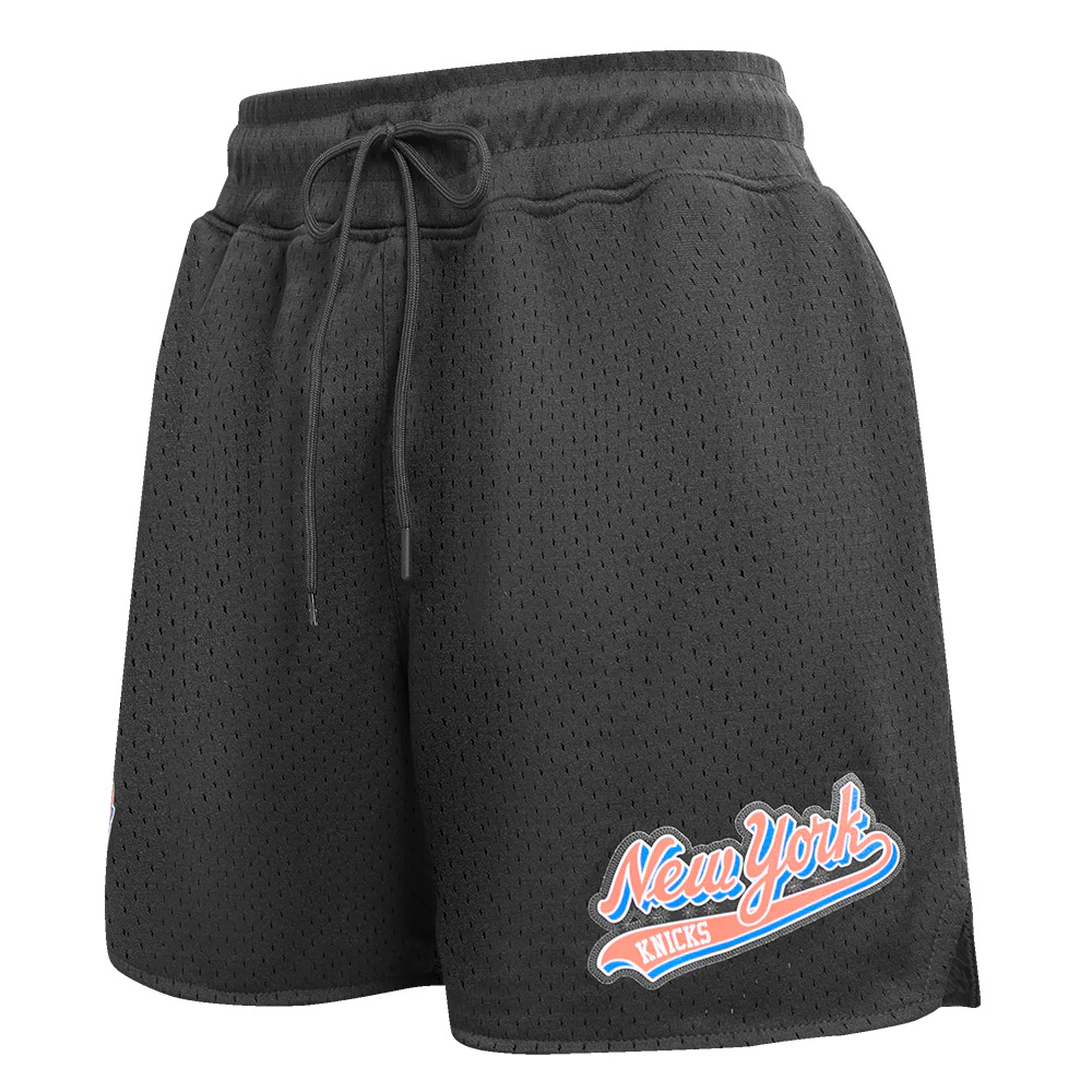 NBA NEW YORK KNICKS SCRIPT TAIL WOMEN'S MESH SHORT (BLACK) - Image 2
