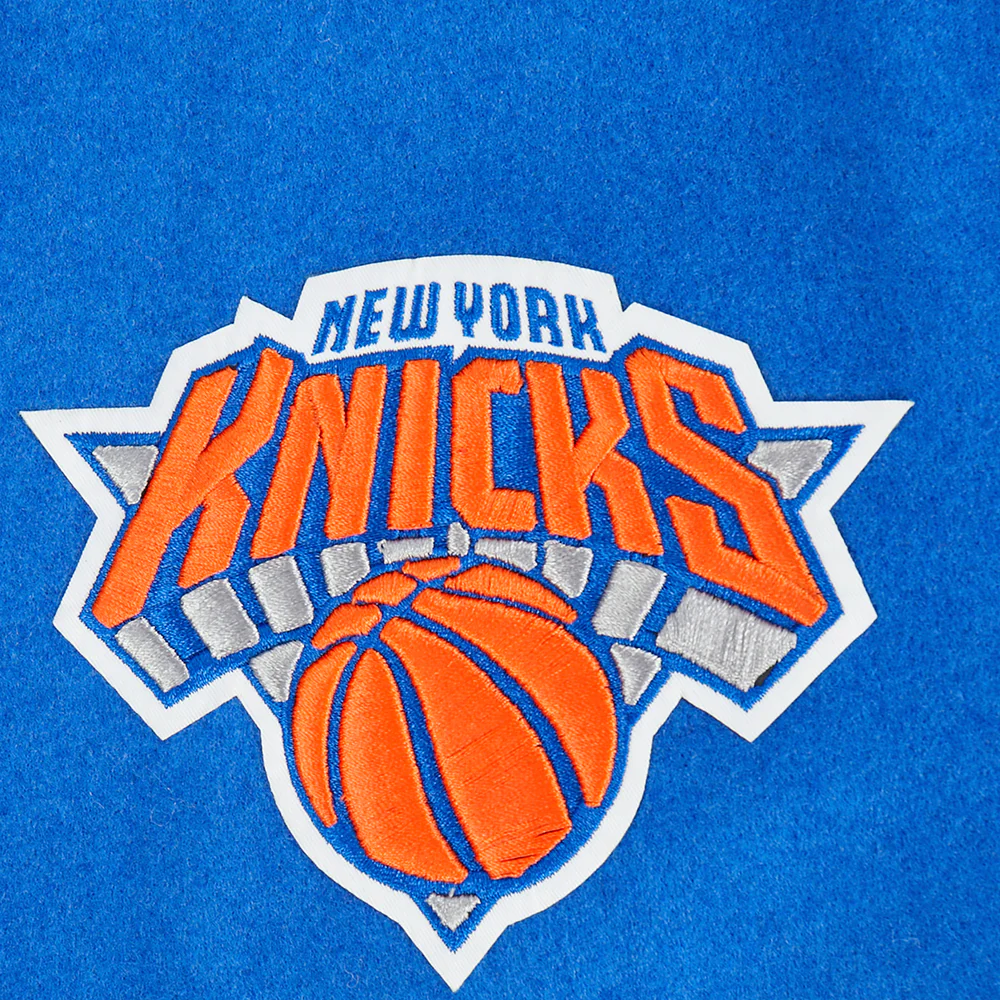 NBA NEW YORK KNICKS BEST OF WOMEN'S CROPPED RIB WOOL VARSITY JACKET (ROYAL/ORANGE/ROYAL) - Image 7