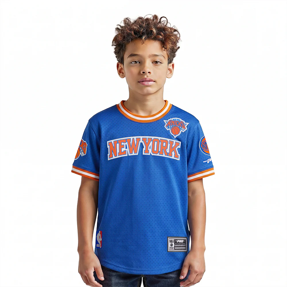 NBA NEW YORK KNICKS CLASSIC LITTLE BOYS SHORT SLEEVE MESH TEE (ROYAL BLUE/ORANGE)