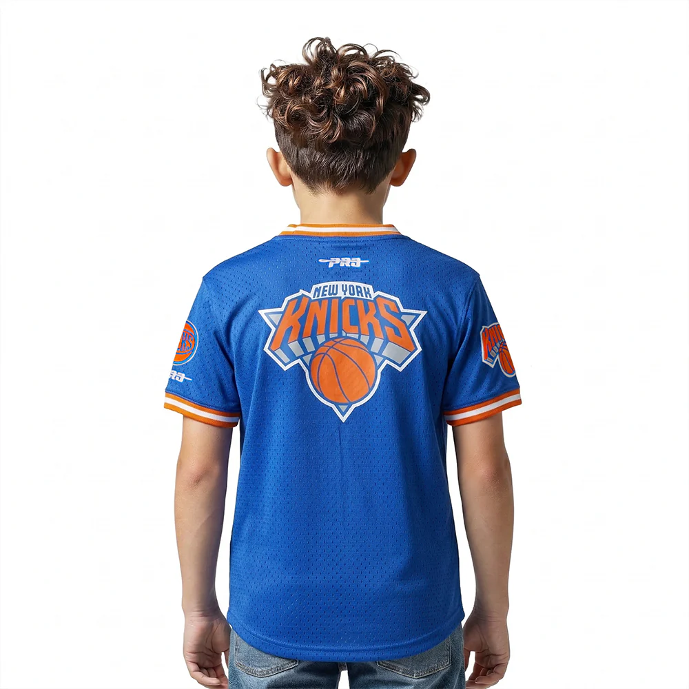 NBA NEW YORK KNICKS CLASSIC LITTLE BOYS SHORT SLEEVE MESH TEE (ROYAL BLUE/ORANGE) - Image 2
