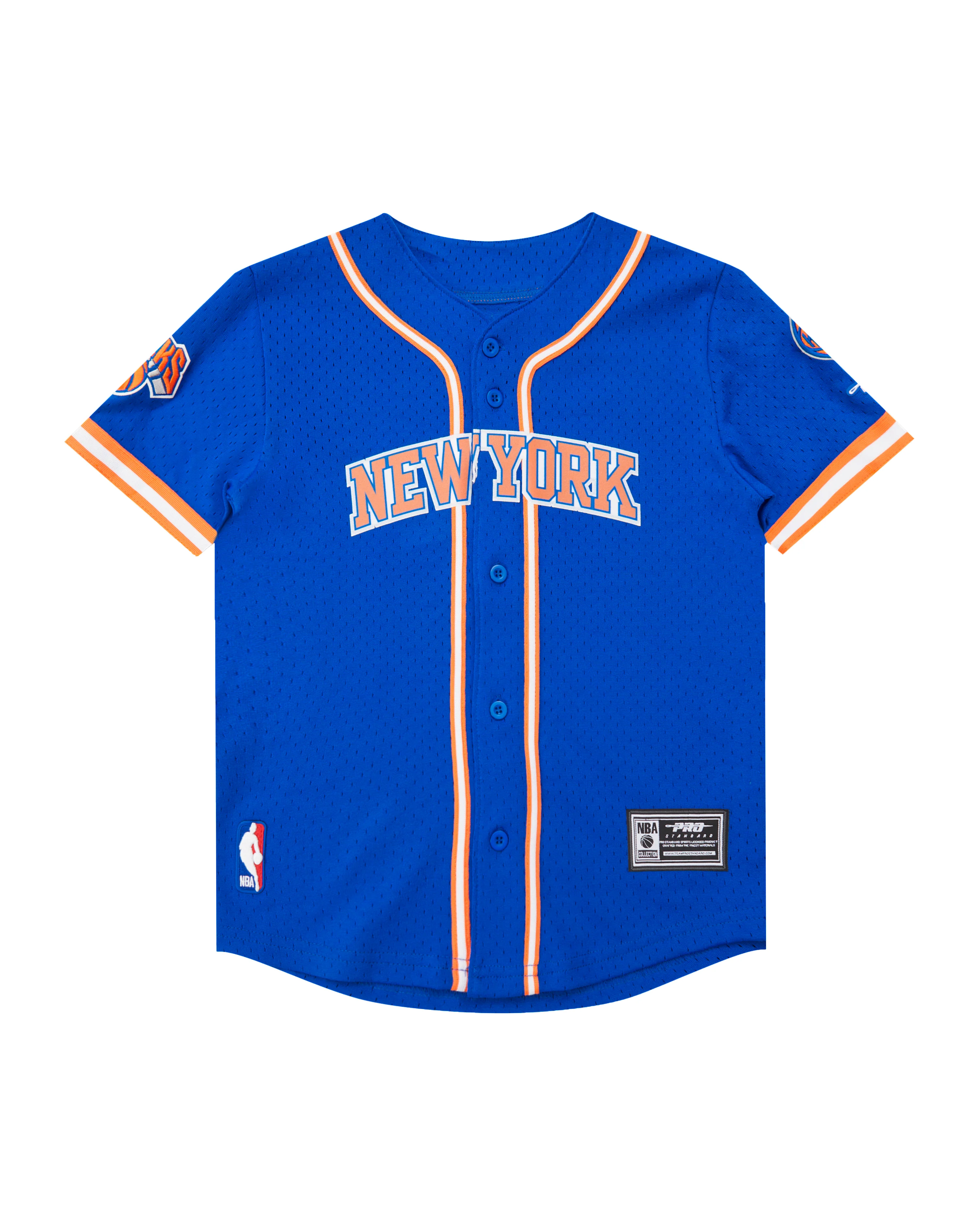 NBA NEW YORK KNICKS CLASSIC LITTLE BOYS MESH BUTTON DOWN SHIRT (ROYAL BLUE/ORANGE) - Image 10