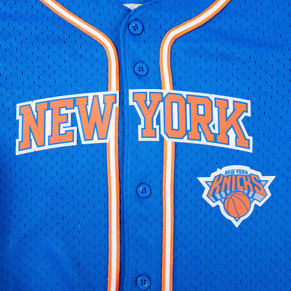 NBA NEW YORK KNICKS CLASSIC LITTLE BOYS MESH BUTTON DOWN SHIRT (ROYAL BLUE/ORANGE) - Image 5