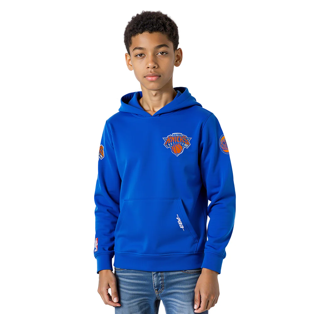 NBA NEW YORK KNICKS CLASSIC LITTLE BOYS FLEECE PULLOVER HOODIE (ROYAL BLUE)